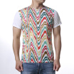 Mens Colorful Wavy Texture Pattern Printed Round Neck T-shirt