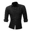 Mens Long Sleeve Slim Fit T Shirt Business Lapel Tops