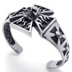 Hpolw black&silver Stainless Steel Skullskeleton head Cross Biker Tribal Mens deft design Bangle Bracelets