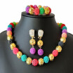 Fine Nigerian Woman Jewelry Set New Ball Beaded Necklace Dubai Wedding Beads Jewelry Set African Jewelry Sets Free Shipping