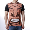 Mens Face Printing Contrast Color O-Neck T-Shirts