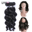 8A 360 Lace Frontal Closure With 3 Bundles Cambodian Virgin Human Hair Weaves Loose Wave Curly 4 pcs Natural Black Hair Extensions