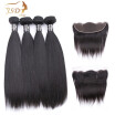 JSDshine Brazilian Human Hair Bundles with Frontal Straight Hair 4 Bundles With 13x4 Lace Frontal Straight Human Hair Extensions