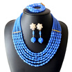 6 Strands Water Drops Beads Handmade African Wedding Statement Necklace Nigerian Wedding Beads African Jewelry Set for Women