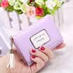 Las nuevas mujeres de la manera simple de la vendimia Monedero de color sólido letras patrón Trifold cartera monedero corto para niñas