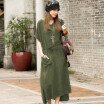 New Women Autumn Casual Loose Vintage Cotton Long Maxi Dress Plus Size