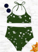 2018 Women Swimwear Floral Print Halter Bandage Backless Swimsuit Beach Wear Bikini Set