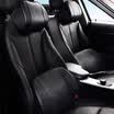 Wufu Jinniu car headrest pillow cushion space memory cotton breathable leather first layer leather driving office neck pillow belt waist suit elegant black