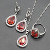 Fashion Water Drop Multicolor Rainbow Stone Silver Plated Jewelry Sets for Women Seven Colors Available Free Jewelry Box