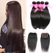 Dream Like Brazilian Straight Hair with Closure Straight Virgin Hair 4 Bundles