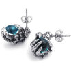 Hpolw Mens Cubic Zirconia Stainless Steel Gothic Dragon Claw Stud Earrings Blue Silver