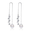 Star Long Dangle Earrings Fashion Jewelry Womens Accessories Cubic Zirconia White Simulated Pearl Drop Earrings WHEG45