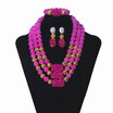 3 Rows Green India Women Jewelry Set Nigerian Coral Beads Statement Necklace African Bridal Costume Jewellery Set free shipping