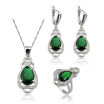 EIOLZJ Fashion Beautiful Deep Green Water Drop Cubic zirconia Silver Plated Jewelry Sets for Women Free Jewelry Box