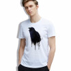 Men T-shirt Vintage Cotton Black Bird art Cool Tshirt White O-neck Casual Fashion Clothes