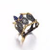 K1 Jewelry Butterfly lace ring Retro personality Pure 925 Silver Ultra Sapphire Crystal Inlay Ring gift