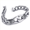 Hpolw Stainless Steel Biker Mens Bracelet Silver&Black