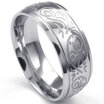 Hpolw Mens Stainless Steel streaks flower silver Ring Engraved Florentine Design Charm Casual&refined modern&elegant