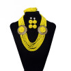 6 Rows Wedding Crystal Necklace Set New Style African Beads Jewelry Set For Women Nigerian Bridal Beads Jewelry Set