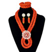 Red Crystal Handmade Jewelry Beaded Necklace African Wedding Jewellery Set Bridal Jewelry Nigerian Coral Jewelry For Woman