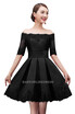 A-line Off-shoulder Half Sleeves Short Lace Appliques Prom Dresses