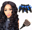 WYF Indian Virgin Hair Loose Wave 4 Bundles with Closure Unprocessed Human Hair Extensions