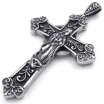 Hpolw New Designs Jewerly Mens Stainless Steel Casting Black&silver JesusVirgin Mary Cross Pendant Necklace18-26 inch Chain