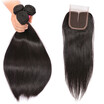 BHF Hair 100 Remy Hair Bundles With Closure Straight Brazilian Virgin Hair 4 PcsLot Natural Black