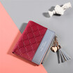 PU Leather Women Wallets Tassel Diamond Lettice Patchwork Ladies Short Wallet Money Clip
