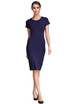Women Short Sleeve Classy Solid Stretchy Wear to Work Pencil Dress