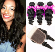 Dream Like Unprocessed Malaysian Human Hair Loose Wave Virgin Hair 4 bundles with Closure