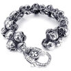 Hpolw Stainless Steel Gothic Skull Biker Mens Bracelet