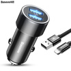 Baseus Car Charger Car Cigarette Lighter Car Charger Car Charger 34A Dual U Data Line Universal Ambient Light Lightning Car Charger Set Black