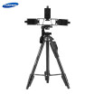 YUNTENG VCT 6808 Multi functional Tripod for Phone with 3 Phone Holders Portable Aluminum Alloy 4 Section Telescoping Tripod with