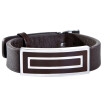 Square Stainless Steel Clasp Geniune Leather Bracelet for Men