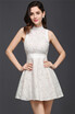 Princess High Neck Knee-Length White Cute Homecoming Dress