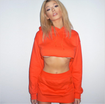 Women Fashion Tracksuit Hoodie Sweatshirt Skirt Set Crop Tops Sports Pullover