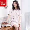 Arctic velvet nightdress cotton pajamas female princess sweet short-sleeved pajamas ladies Korean version of the cotton home service light pink L