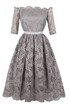 Dress Gray Elegant Homecoming Dress A Line Off The Shoulder Half Sleeves  Homecoming Dress