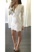 Sexy Women Lace Dress Deep V Neck Crisscross Bandage Long Sleeve Slim Bodycon Mini Dress Homecoming Dress