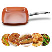 Non-stick Copper Square Frying Pan Skillet with Ceramic Coating Oven Dishwasher Safe