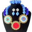 Party Coral Beaded Flower Jewelry Nigerian Wedding Beads Bridal Statement Necklace Earring Bracelet African Jewelry Sets For Women