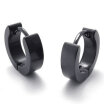 Hpolw Plain Black Stainless Steel Mens Huggie Hinged Hoop Earrings 2pcs Black