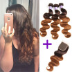 Ombre Brazilian Hair Body Wave 7A 3pcs ombre Human Hair bundles With closure