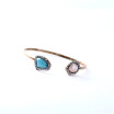 Aiyaya Blue Pink Crystal AaaCubic Zircon Round Cut Cuff c10kt Gold Plated