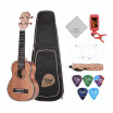 TOM TUS-200 21" Professional Acoustic Soprano Ukulele Ukelele Uke Kit Mahogany Wood with Carrying Bag Strap Strings Clip-on Tuner