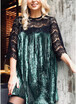 Sexy Women Lace Crushed Velvet Mini Dress 2018 Hot Lace Splicing Half Sleeve Evening Party Cocktail Shift Dress