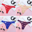 Womens G String Lace Striped Thong Female Underwear Briefs See Through Tangas Calcinhas Bragas