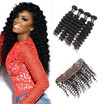 Ishow 7A Deep Wave Bundles with Frontal Closure Malaysian Virgin Hair Good Quality Bundles with Ear to Ear Lace Frontal 134