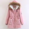 Fur Collar Hooded Cotton Lamb Wool Long Coat Thicken Warm Long Jacket Female Plus Size 2XL Outerwear Parka